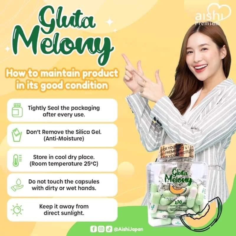 Aishi Premium Gluta Melony Advance White Glutathione (60 Capsules)
